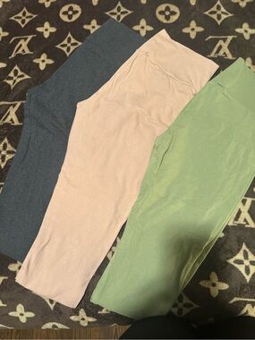 Forever 21 leggings in Pink, Green, and Charcoal